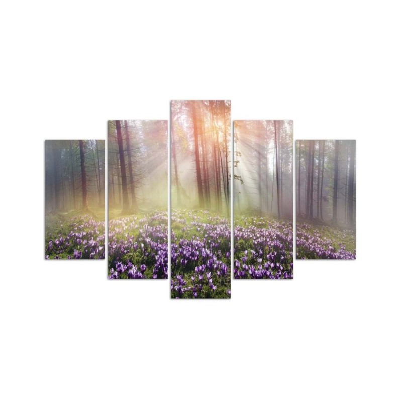 Leinwandbild - Neblige Waldblumen | Feeby