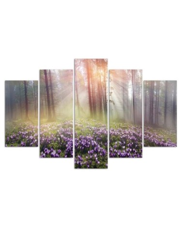 Leinwandbild - Neblige Waldblumen | Feeby