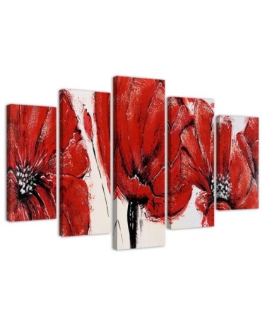 Bild auf Leinwand - Rote Acrylblumen | Feeby