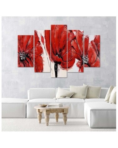 Bild auf Leinwand - Rote Acrylblumen | Feeby