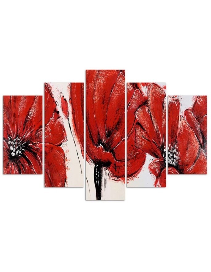 Red poppies flowers paintings for the living room wall | FEEBY