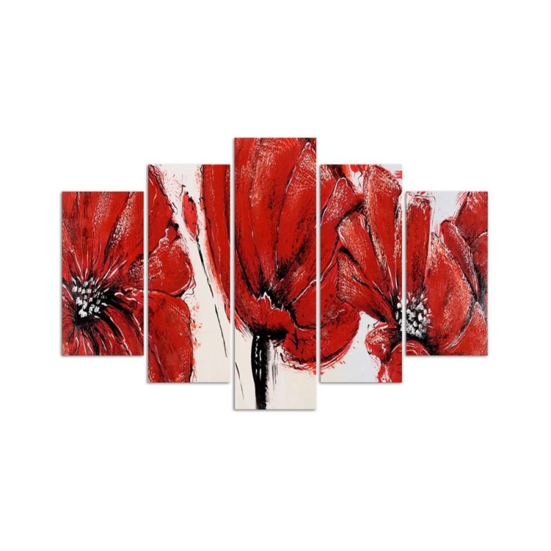 Bild auf Leinwand - Rote Acrylblumen | Feeby