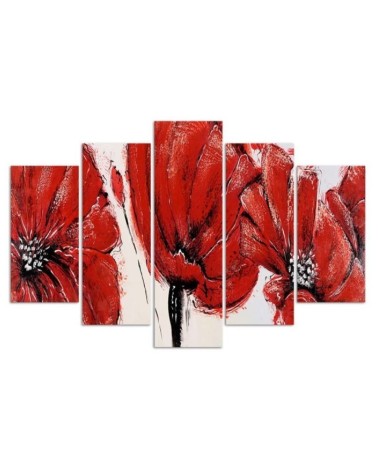 Bild auf Leinwand - Rote Acrylblumen | Feeby