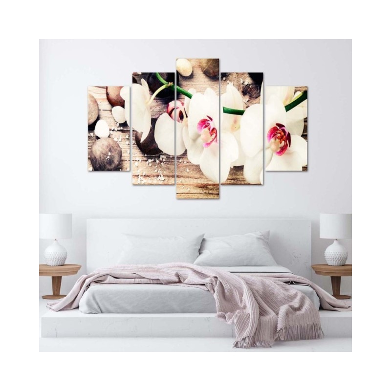 Dekoratives Leinwandbild - Orchidee Steinblume | Feeby