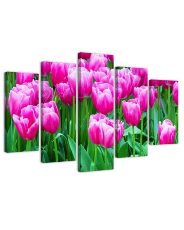Pink tulips decorative wall painting for living room | FEEBY