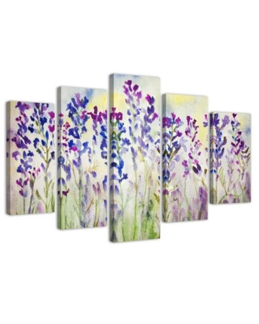 Canvas print Purple field flowers wall painting for room | FEEBY
