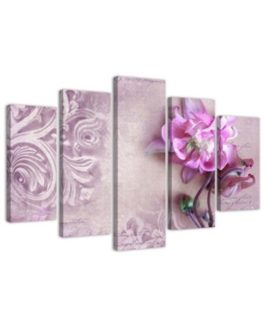 Picture triptych for bedroom Pink flower abstract | FEEBY