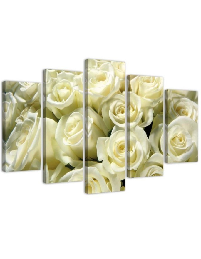 Dekoratives Leinwandbild - Weiße Rosen Blumen Natur | Feeby