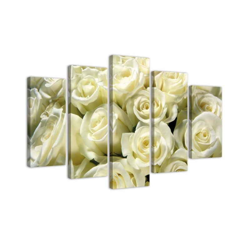 Dekoratives Leinwandbild - Weiße Rosen Blumen Natur | Feeby