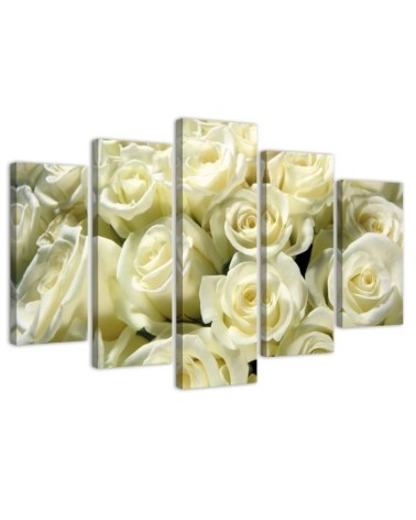 Dekoratives Leinwandbild - Weiße Rosen Blumen Natur | Feeby