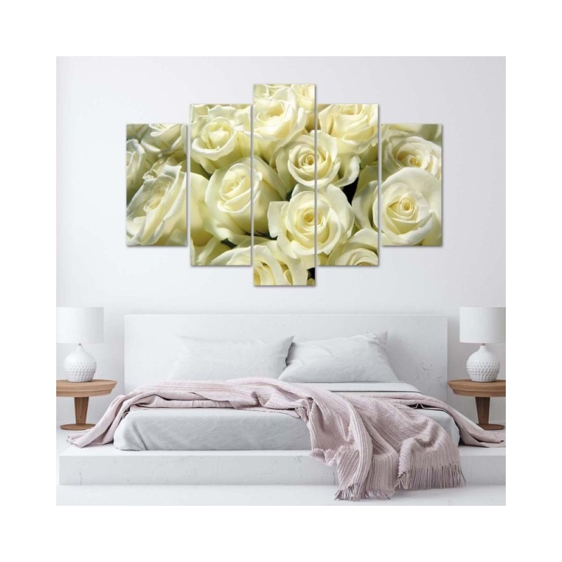 Dekoratives Leinwandbild - Weiße Rosen Blumen Natur | Feeby