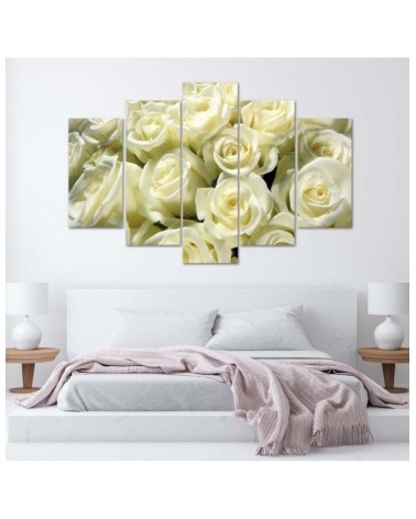 Dekoratives Leinwandbild - Weiße Rosen Blumen Natur | Feeby