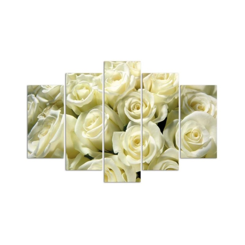 Dekoratives Leinwandbild - Weiße Rosen Blumen Natur | Feeby