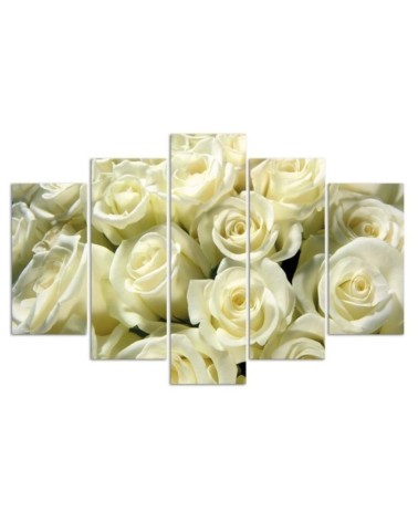 Dekoratives Leinwandbild - Weiße Rosen Blumen Natur | Feeby
