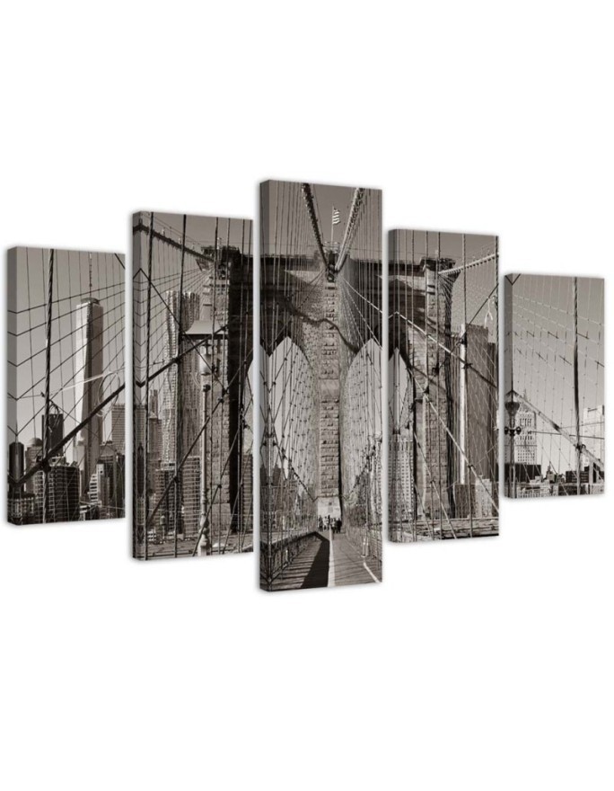 Brooklyn Bridge obraz na ścianę czarno-biały do biura | FEEBY