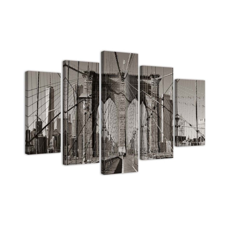 Brooklyn Bridge black and white wall painting for office | FEEBY