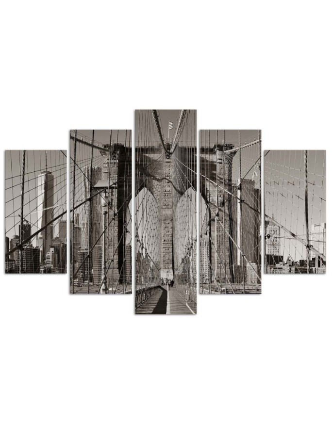 Brooklyn Bridge obraz na ścianę czarno-biały do biura | FEEBY