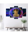 Buddha 5 piece painting on coloured background for living room | FEEBY