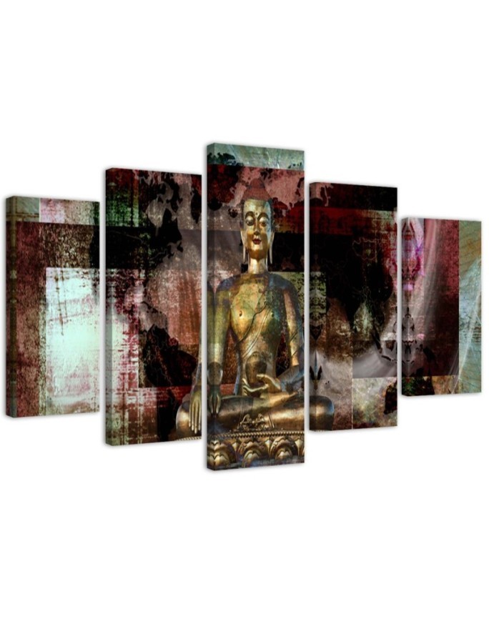 Dekoratives Leinwandbild - Buddha Goldene Abstraktion | Feeby