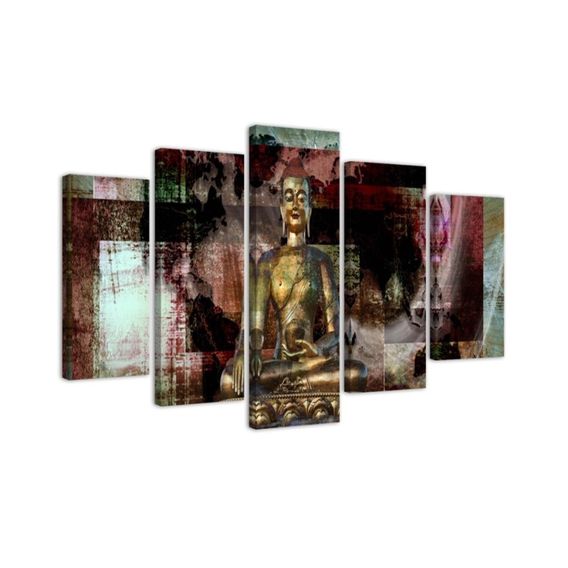 Dekoratives Leinwandbild - Buddha Goldene Abstraktion | Feeby