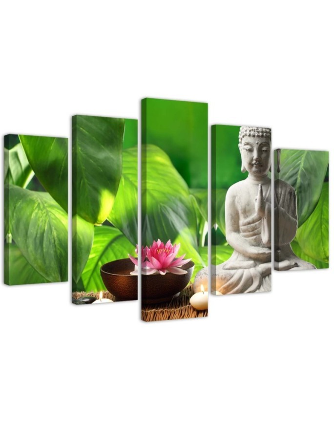 Modernes Wandbild - Buddha-Blätter Blumen | Feeby
