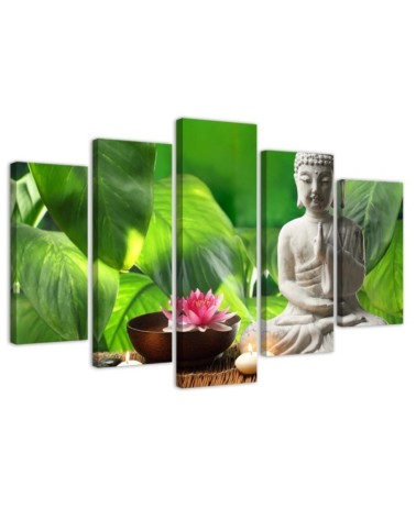 Modernes Wandbild - Buddha-Blätter Blumen | Feeby