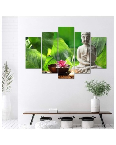 Modernes Wandbild - Buddha-Blätter Blumen | Feeby