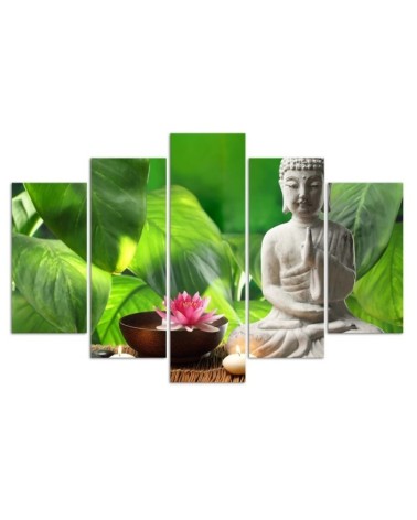 Modernes Wandbild - Buddha-Blätter Blumen | Feeby