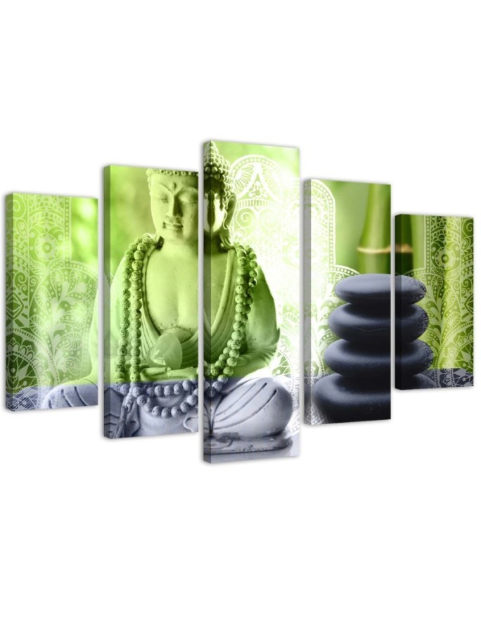 Bild auf Leinwand - Buddha-Steine Grün | Feeby
