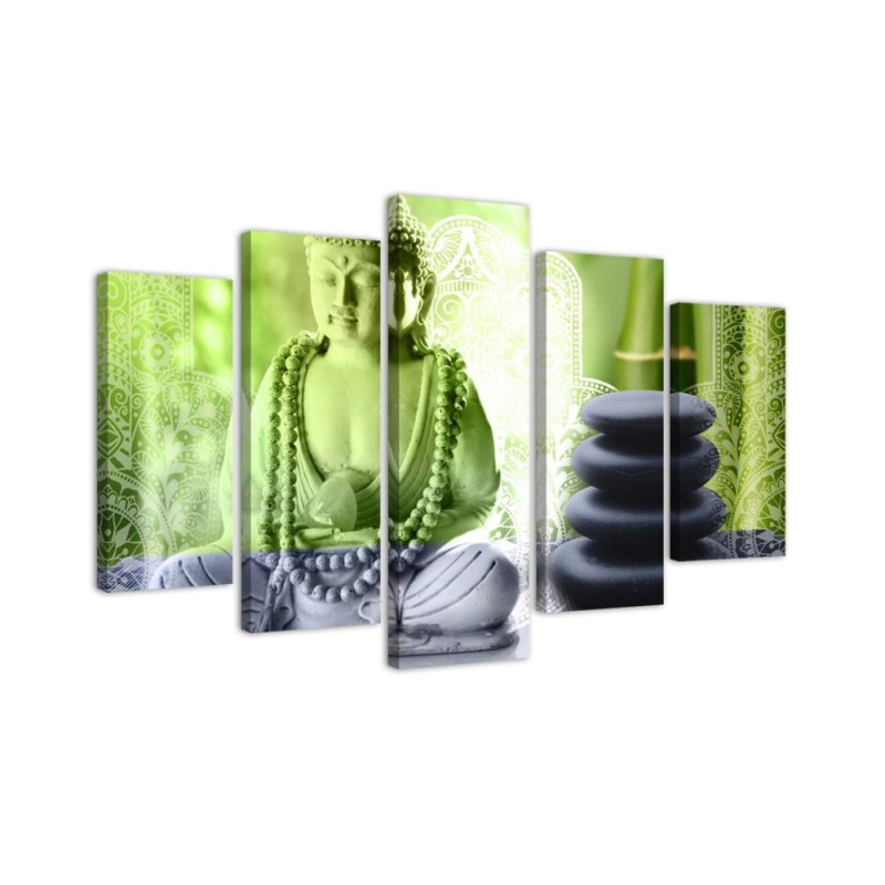 Bild auf Leinwand - Buddha-Steine Grün | Feeby