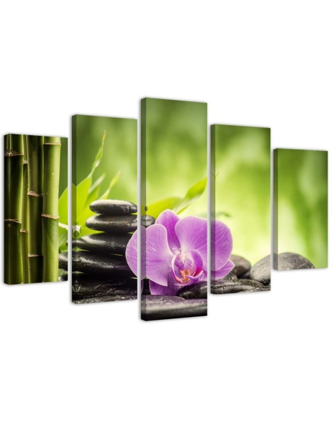 Leinwandbild - Orchideen-Zen-Steine | Feeby