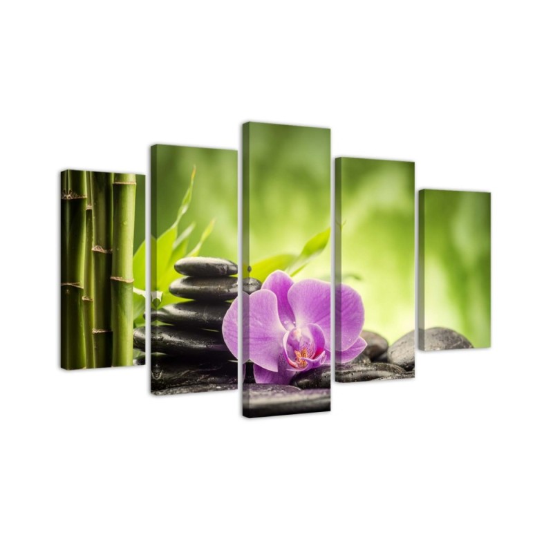 Leinwandbild - Orchideen-Zen-Steine | Feeby