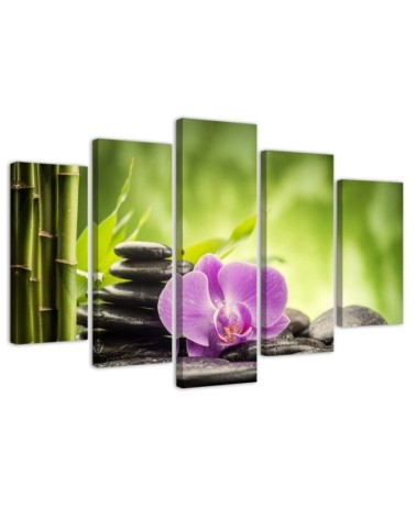 Leinwandbild - Orchideen-Zen-Steine | Feeby