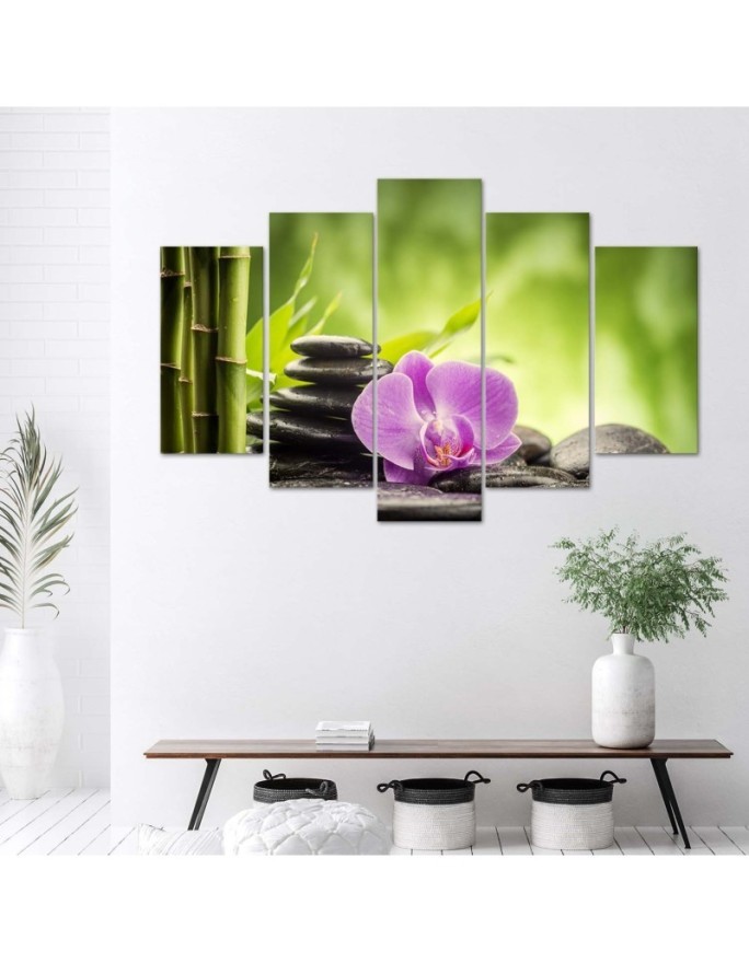 Obraz Kompozycja zen z kamieniami i orchideą do spa | FEEBY