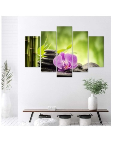 Leinwandbild - Orchideen-Zen-Steine | Feeby