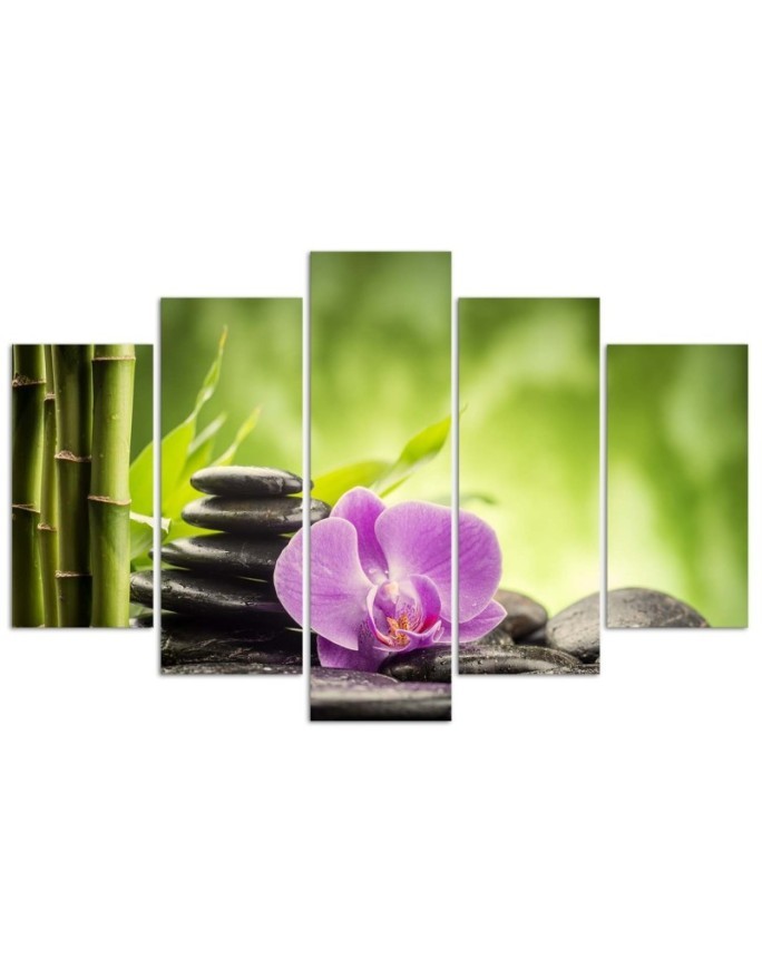 Obraz Kompozycja zen z kamieniami i orchideą do spa | FEEBY