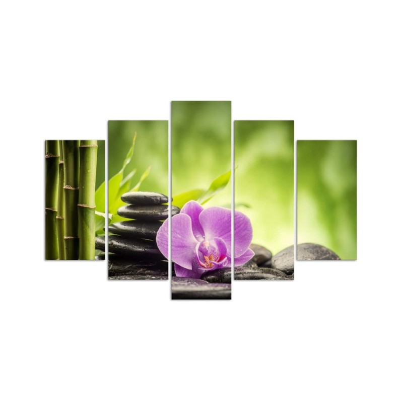 Leinwandbild - Orchideen-Zen-Steine | Feeby