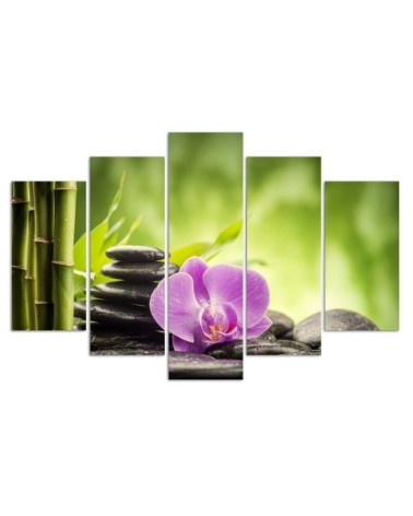 Leinwandbild - Orchideen-Zen-Steine | Feeby