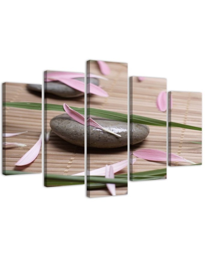 Bild auf Leinwand - Stein-Zen-Blumen | Feeby