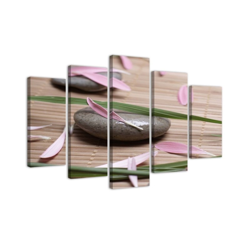 Bild auf Leinwand - Stein-Zen-Blumen | Feeby