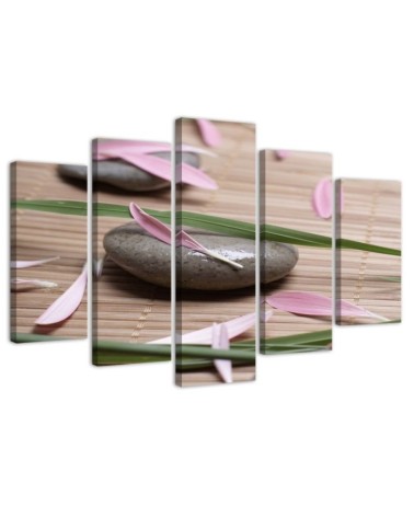 Bild auf Leinwand - Stein-Zen-Blumen | Feeby