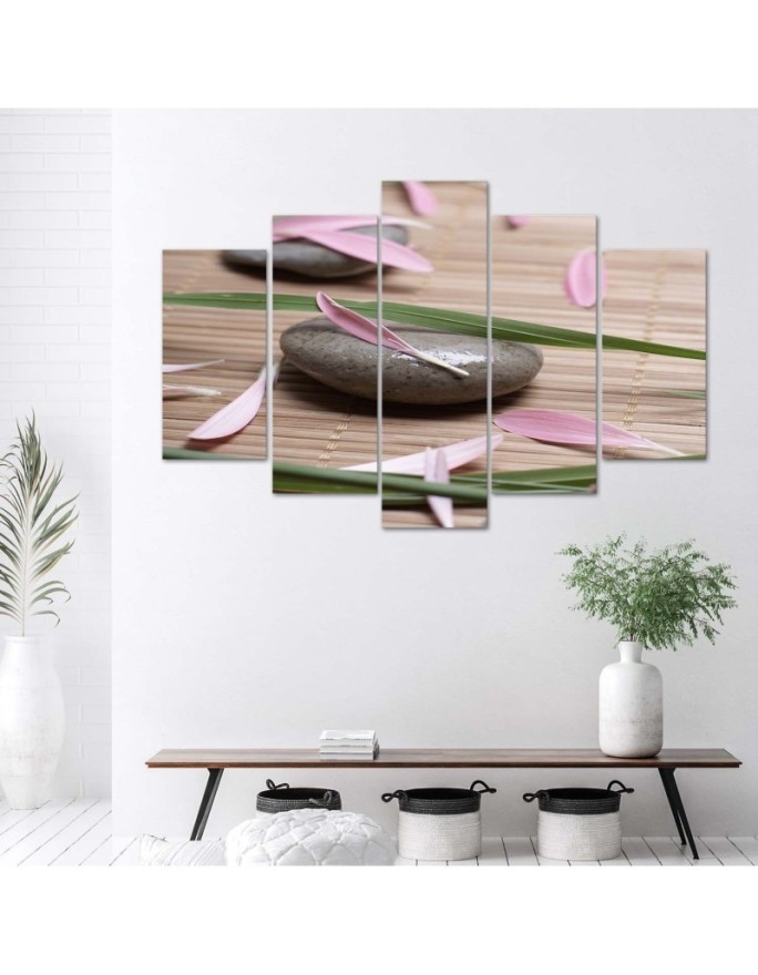 Canvas print for wall room Stone zen flowers | FEEBY