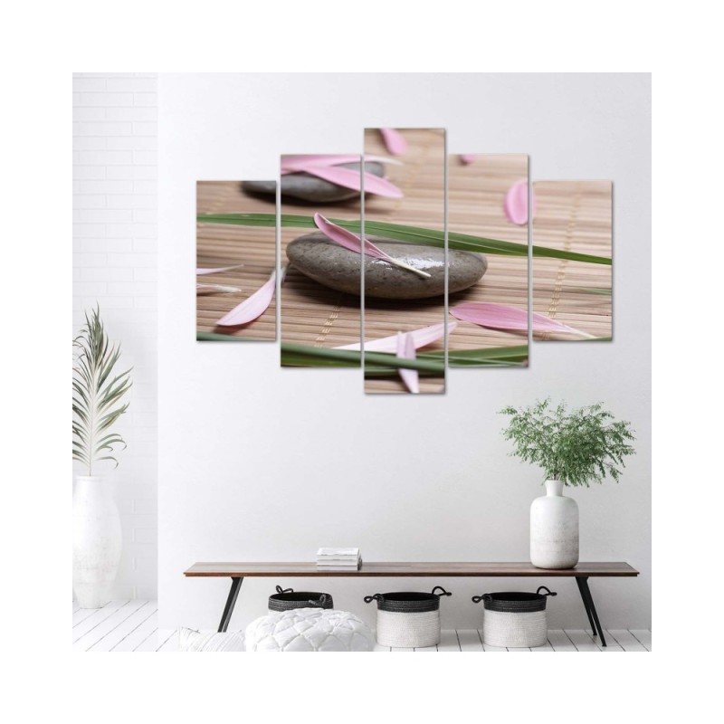 Bild auf Leinwand - Stein-Zen-Blumen | Feeby
