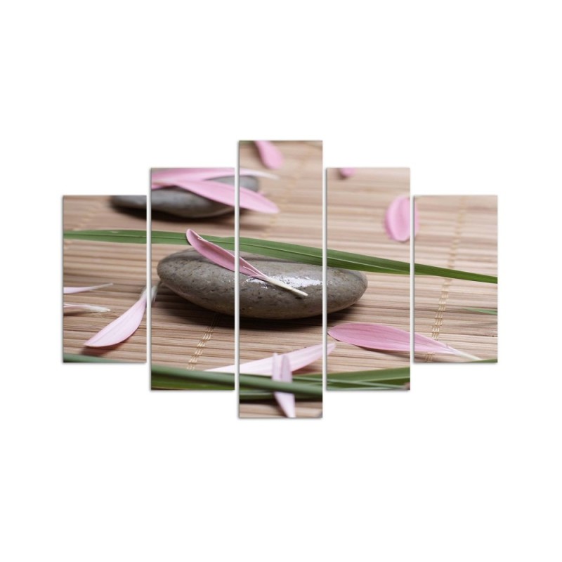 Bild auf Leinwand - Stein-Zen-Blumen | Feeby