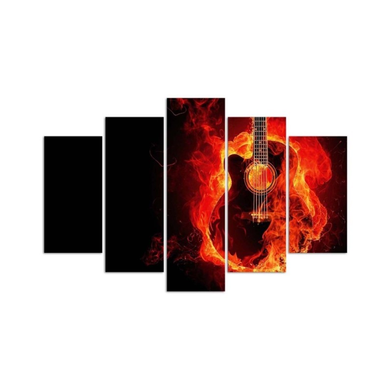 Leinwandbild - Gitarre Musik Feuer | Feeby