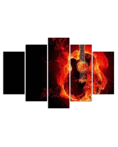 Leinwandbild - Gitarre Musik Feuer | Feeby