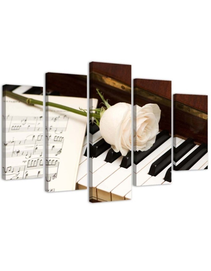 Bild auf Leinwand - Rose Klaviernoten | Feeby