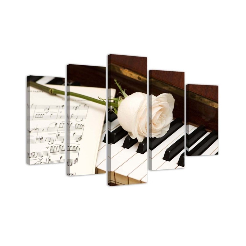 Bild auf Leinwand - Rose Klaviernoten | Feeby