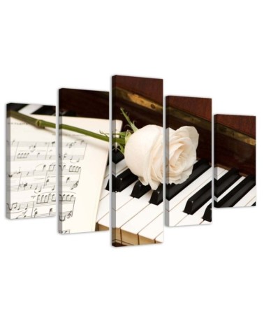Bild auf Leinwand - Rose Klaviernoten | Feeby