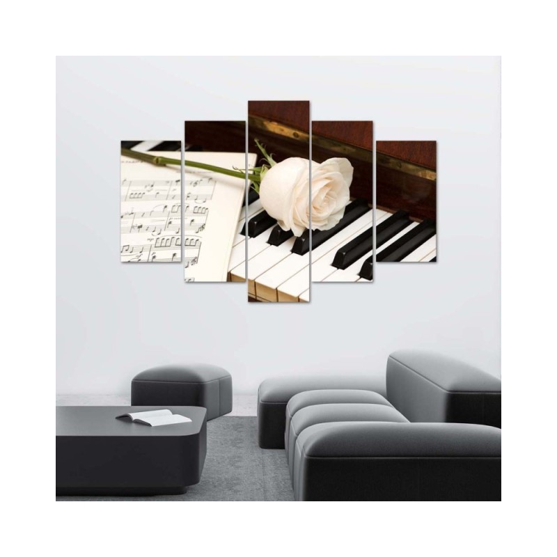 Obrazy do salonu Róża na fortepianie dekoracja ścienna | FEEBY